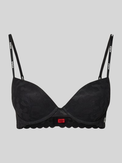 HUGO Push Up BH mit gemusterter Spitze Black 1