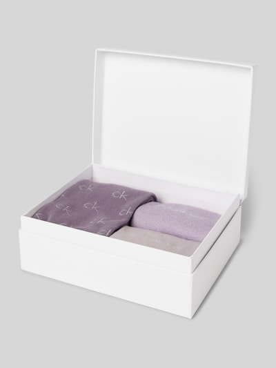 CK Calvin Klein Socken mit Label-Detail inklusive Geschenkbox im 3er-Pack Lila 3