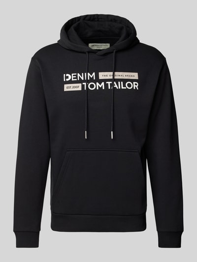 Tom Tailor Denim Regular Fit Hoodie mit Baumwolle und Label-Print Black 2