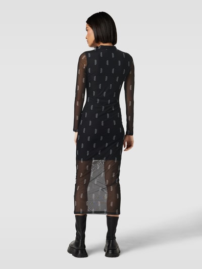 HUGO Midi-jurk met all-over print, model 'NASUSI' Zwart - 5