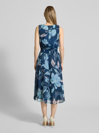 MORE & MORE Midikleid mit V-Ausschnitt und Volant Marine 5