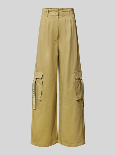 Karo Kauer Cargohose in unifarbenem Design Khaki 2