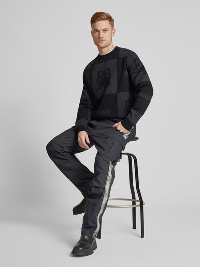 HUGO Gebreide pullover met ronde hals, model 'Sormel' Zwart - 1