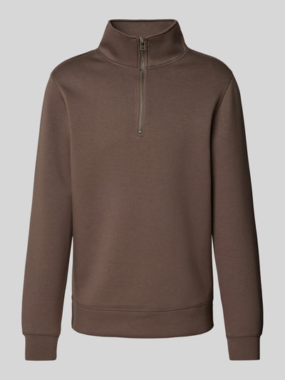 Casual Friday Sweatshirt met opstaande kraag, model 'Sebastian' Lichtbruin - 2