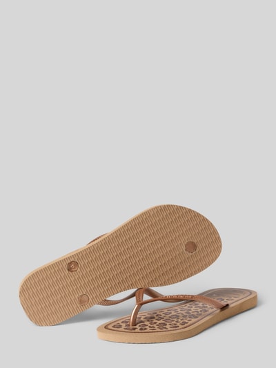 Productfoto, teenslippers van Havaianas comfortmodel slim fit model 'ANIMALS' met labeldetail, hakhoogte maat 39/40 1 cm, beige met dierenmotief