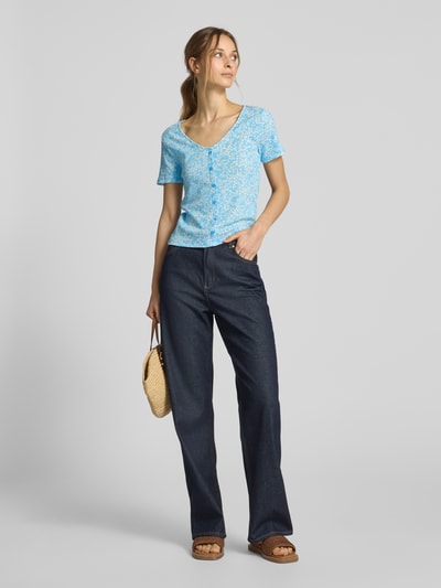 Tom Tailor Denim Regular Fit Blusenshirt mit Allover-Muster Hellblau 1