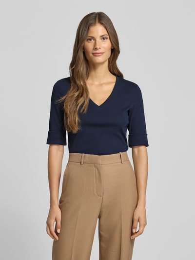 Lauren Ralph Lauren T-Shirt mit V-Ausschnitt Modell 'JUDY' Dunkelblau 4