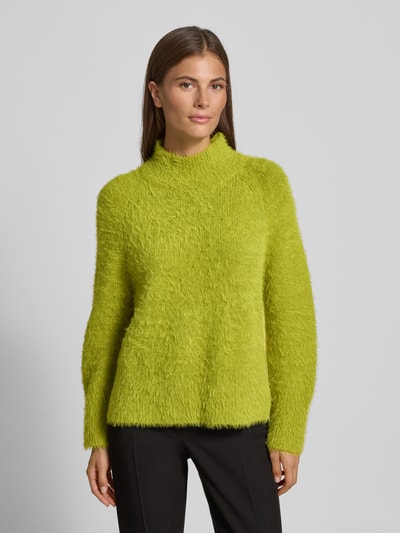 Luisa Cerano Strickpullover aus Woll-Mix mit Stehkragen Neon Gruen 4