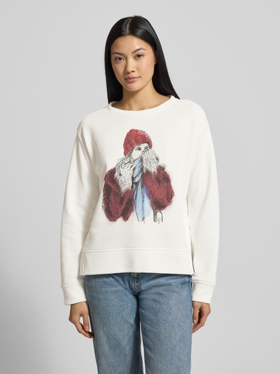 Milano Italy Sweatshirt met motiefprint en ronde hals Offwhite - 4