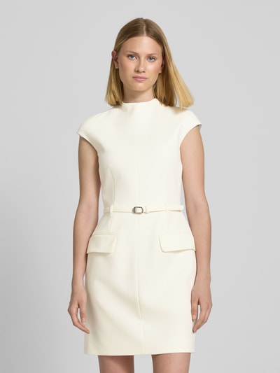 HUGO Sukienka etui z paskiem model ‘Kalunia’ Złamany biały 4