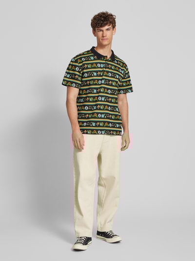 SANTA CRUZ Poloshirt mit kurzer Knopfleiste und Label-Detail Black 1