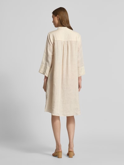 0039 Italy Knielanges Hemdblusenkleid aus Leinen mit 3/4-Arm Modell 'GRACY' Beige 5