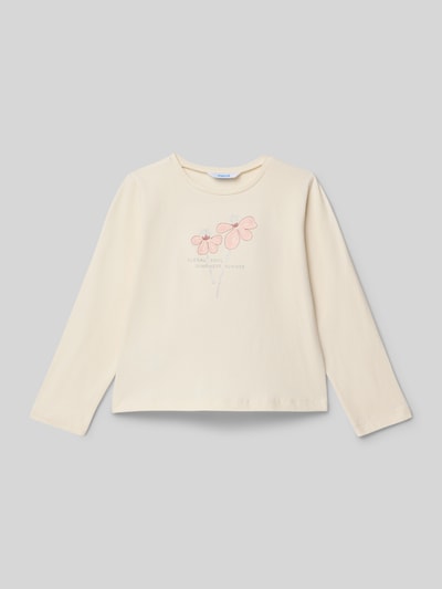 Mayoral Bluzka o kroju regular fit z długim rękawem i nadrukiem z napisem Złamany biały 1