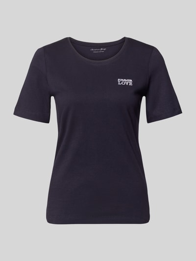 Produktfoto, T-Shirt mit Statement-Stitching und Rundhalsausschnitt von Christian Berg Woman in Dunkelblau, reine Baumwolle, Regular Fit