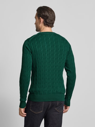 Tommy Hilfiger Regular fit gebreide pullover van zuiver katoen Flessengroen - 5