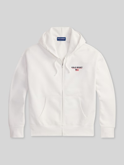 Produktfoto, Relaxed Fit Sweatjacke aus Baumwoll-Mix von Polo Ralph Lauren in Weiß, Kapuze mit Tunnelzug, Label-Schriftzug, Vordertaschen