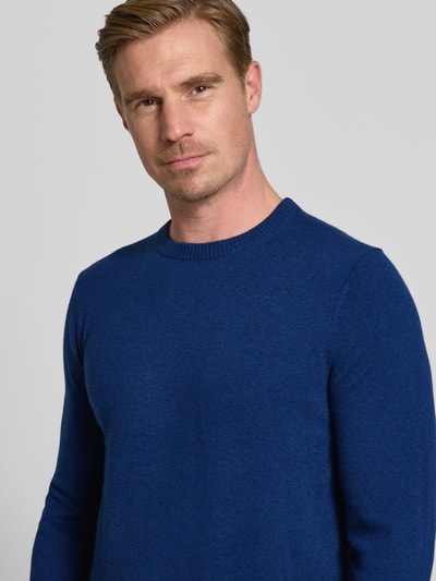 Christian Berg Men Sweter z kaszmiru o kroju regular fit z okrągłym dekoltem Granatowy melanż 3