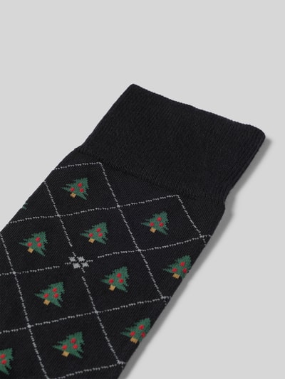 Burlington Socken im Allover-Look Modell 'CHRISTMAS TREE' Black 2