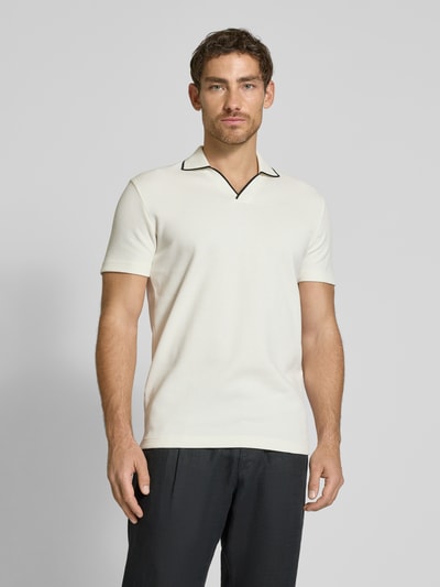 SELECTED HOMME Koszulka polo o kroju slim fit z dekoltem w serek model ‘SANGEV’ Piaskowy 4