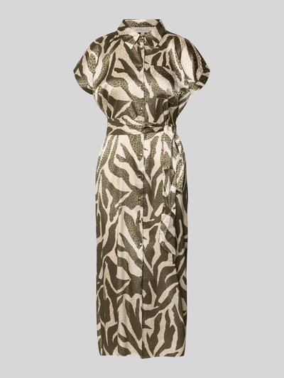 Produktfoto, Hemdblusenkleid mit Brusttasche und Bindegürtel van Apricot, materiaalmix met stretch, getailleerd model, midi-jurk, met knoopsluiting, borstzak en strikceintuur volgens context.