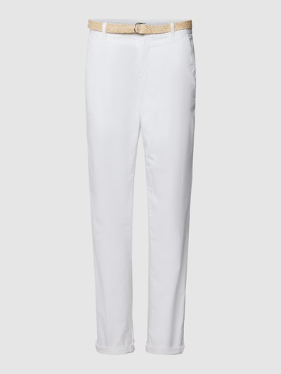 Esprit Chino in unifarbenem Design mit Gürtel Weiss 2