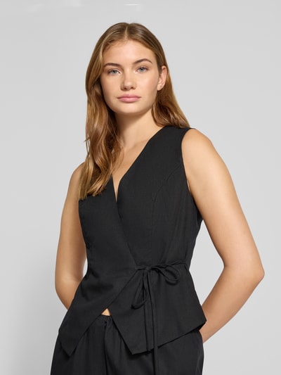 LeGer Gilet van viscose met V-hals, model 'Emelie' Zwart - 3