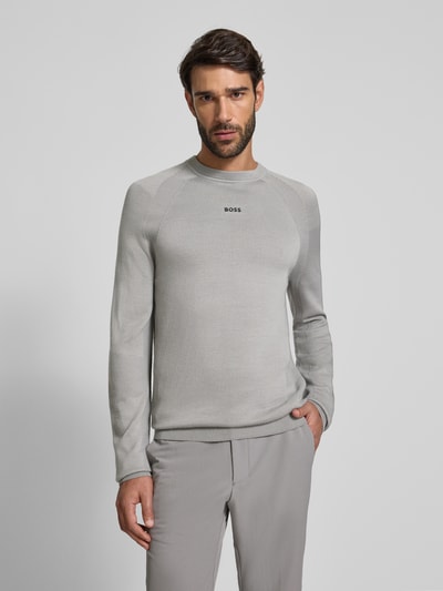 BOSS Green Regular Fit Strickpullover mit Woll-Anteil Hellgrau 4