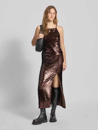 LeGer by Lena Gercke Spódnica midi z cekinami model ‘Inska’ Ciemnobrązowy 1
