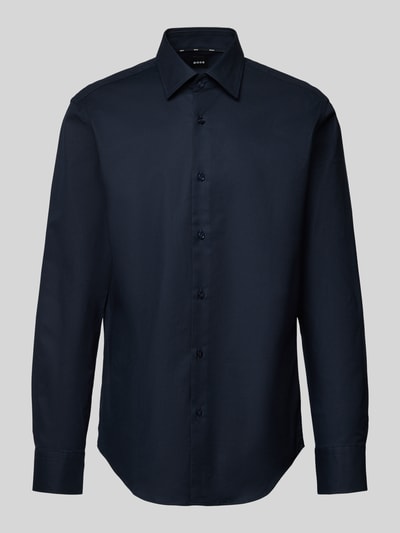 BOSS Regular Fit Businesshemd mit Strukturmuster Marine 2