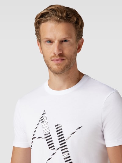 Armani Exchange T-Shirt mit Label-Print und Rundhalsausschnitt Weiss 3