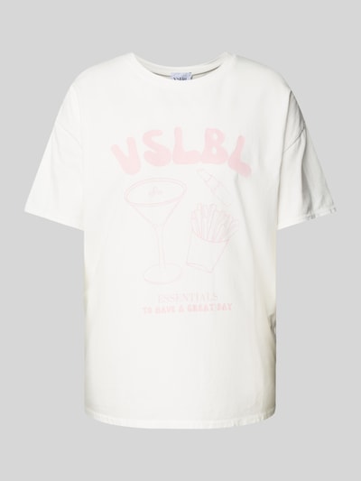 VILLA SOPHIE T-shirt met labelprint, model 'ESSENTIALS' Offwhite - 2