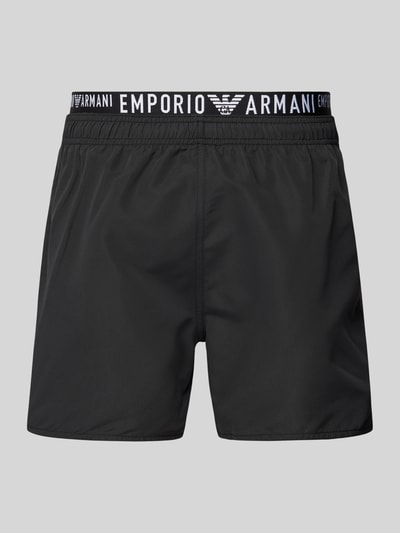 Emporio Armani Badehose mit elastischem Logo-Bund Black 3