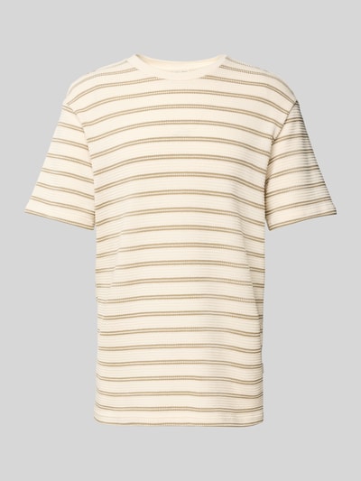 Only & Sons T-Shirt mit geripptem Rundhalsausschnitt Modell 'IAN' Beige 2