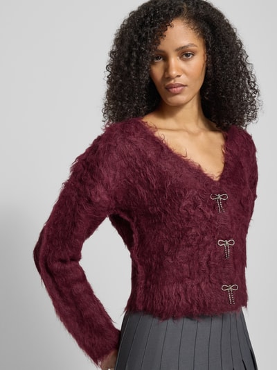 Guess Strickjacke aus Effektgarn Modell 'TOMIKO' Bordeaux 3