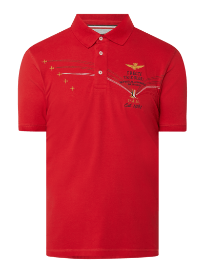 Aeronautica Militare Slim fit poloshirt van piqué Rood - 2