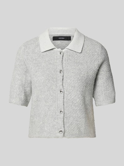 Vero Moda Regular Fit Strickjacke mit Schmuckknöpfen Modell 'DIANA' Hellgrau Melange 2