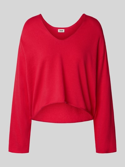 Drykorn Relaxed fit gebreide pullover met V-hals, model 'SOMAIJA' Lichtrood - 2