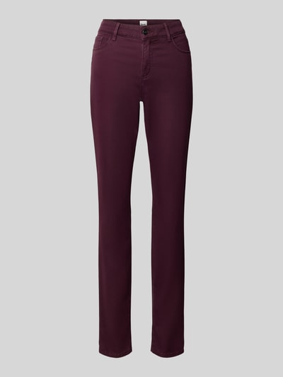 Produktfoto, Slim Fit Schmale Hose aus Lyocell-Mix mit Modal-Baumwoll-Anteil Modell 'SHAKIRA' von Brax in dunkelrotem Farbton, glatte Oberfläche, Damen Schmale Hose von Brax