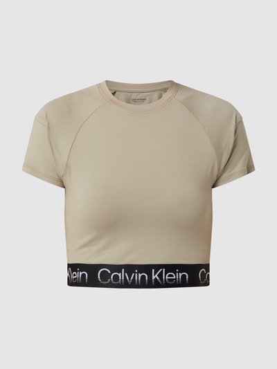 Calvin Klein Performance Cropped T-Shirt mit Logo-Bund Beige 2