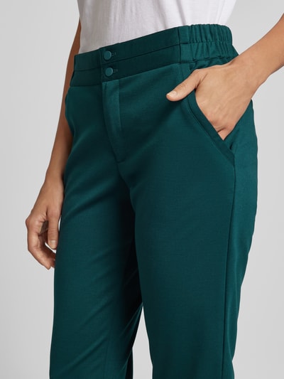 FREE/QUENT Slim fit stoffen broek met vaste omslag aan de pijpen, model 'NANNI' Donkergroen - 3