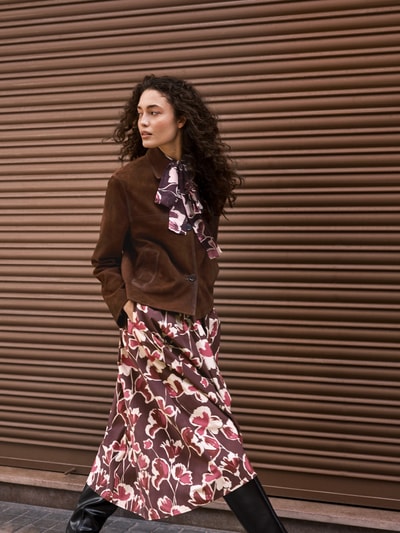 Jake*s Collection Hemdbluse mit Knopfleiste Aubergine 6