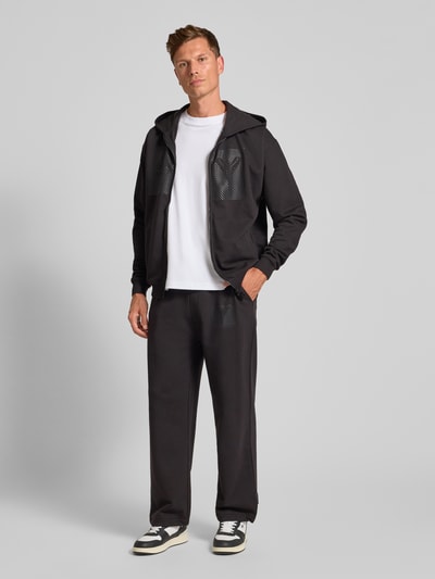 CARLO COLUCCI Sweatjacke mit Logo-Print und Zweiwege-Reißverschluss Black 1