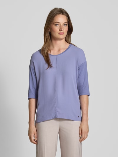 Marc Cain Relaxed Fit T-Shirt aus Baumwoll-Elasthan-Mix mit Ziernaht Lavender 4