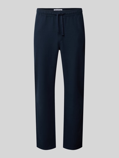 Produktfoto, Hose mit elastischem Bund und Tunnelzug von JAKE*S STUDIO MEN in Dunkelblau, reine Baumwolle, Relaxed Fit, strukturierte Oberfläche