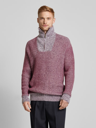 Scotch & Soda Sweter z dzianiny ze stójką Jasnośliwkowy 4