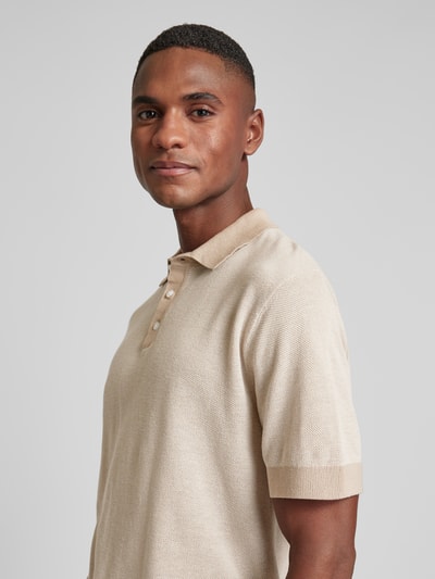 Lindbergh Slim Fit Poloshirt mit Knopfleiste Beige 4