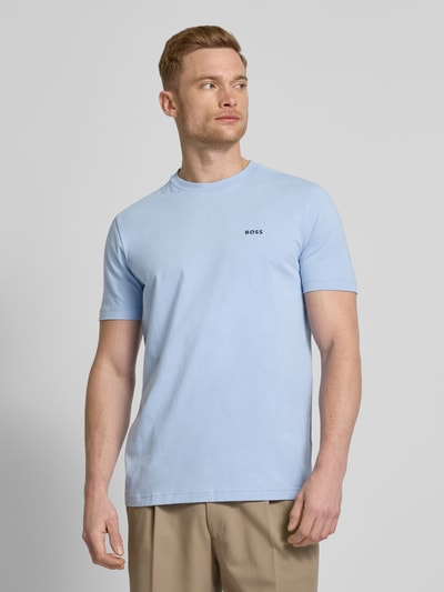 BOSS Green T-Shirt mit Label-Print Hellblau 4