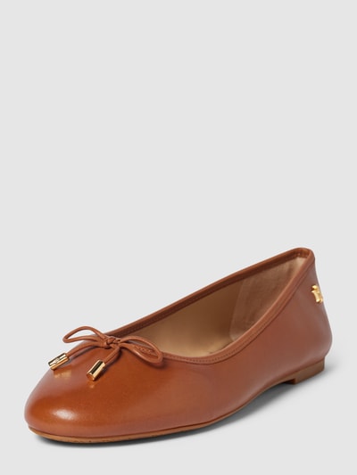 Lauren Ralph Lauren Ballerina's met labelapplicatie, model 'JAYNA' Cognac - 1