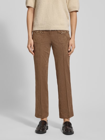 Cambio Spodnie z imitacji skóry model ‘FARAH PATACHED POCKET’ Camel 4