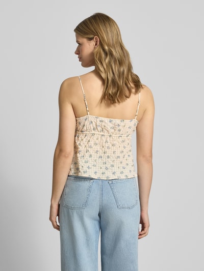 REVIEW Babydoll-Top aus Seersucker mit Schnürung Offwhite 5